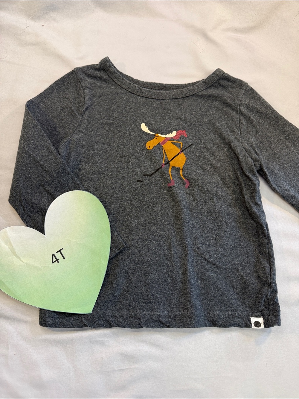 Little Earth Charcoal Long-Sleeve Tee with Hockey Moose Graphic - Picture 1 of 3